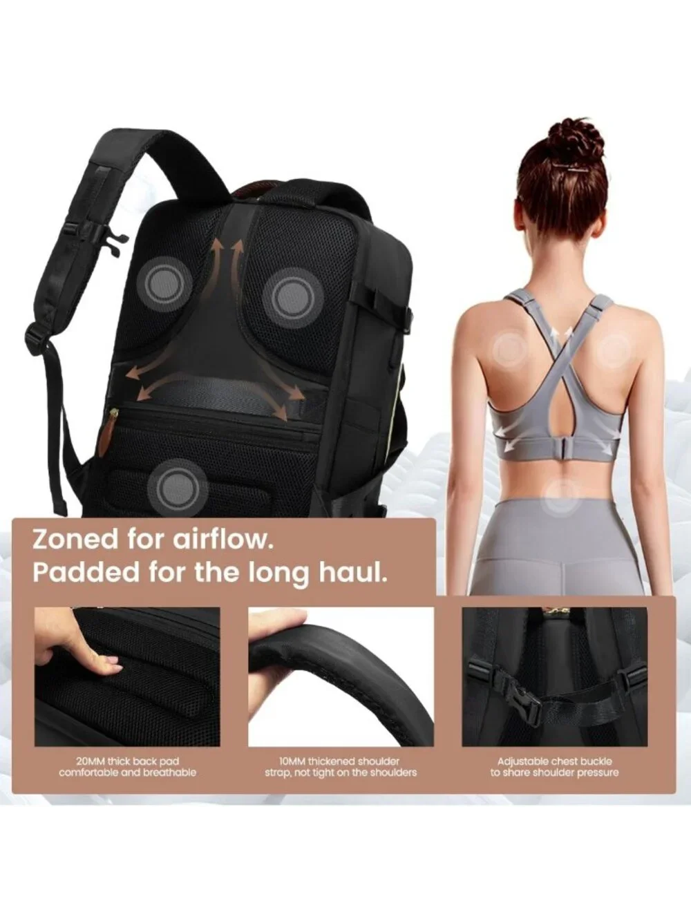 Stylish 40L Travel Backpack for Women, TSA Approved, Water Resistant, Fits 17.3